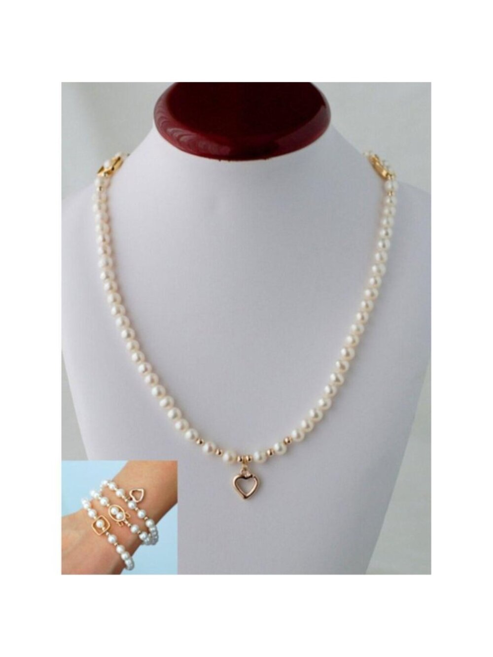 2 in 1 White Freshwater Pearl Necklace Bracelet